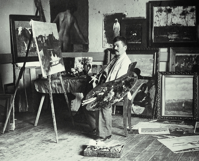 Koszta József a Lakos-tanyai műteremben 1912 körül