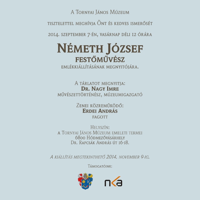 Németh József kiállításmegnyitó - meghívó